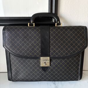 Vintage BALLY Monogram Canvas Leather Briefcase With Key
